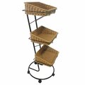 Wald Imports Three Tier Storage Stand with Washable Wicker Baskets, Brown 6409